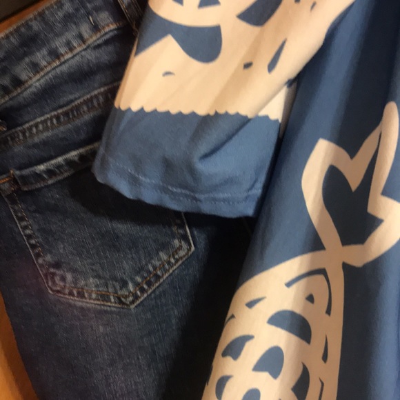 REBORN 3/4 sleeve tunic light blue white NWT S - Picture 6 of 7